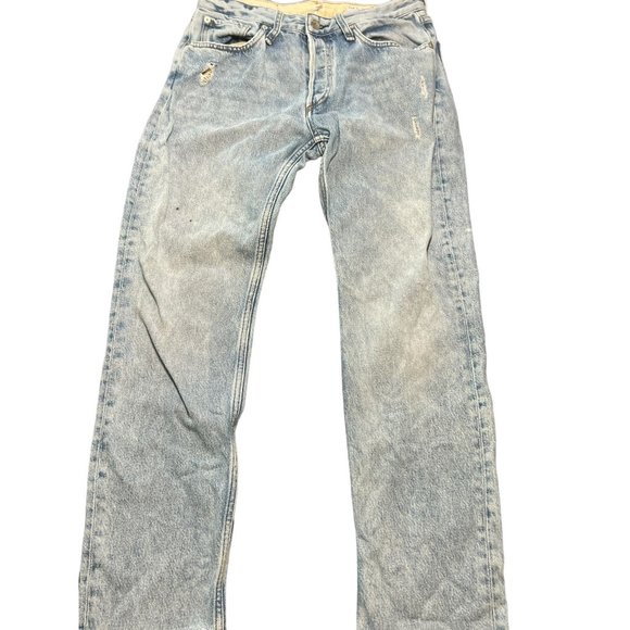 Rag Bone Jeans Rosa Mid Rise Boyfriend Distressed Button Fly Raw Hem Sz 26 - Picture 1 of 7